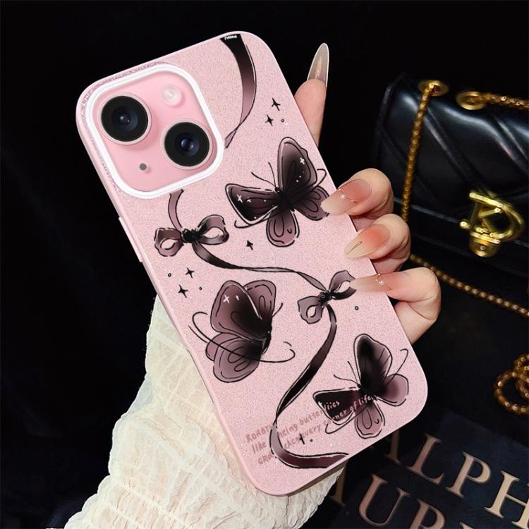 Custodia ibrida PC TPU con motivo farfalle per iPhone 15