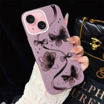 Custodia ibrida PC TPU con motivo farfalle per iPhone 15