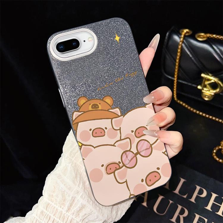Custodia ibrida PC TPU con glitter per iPhone 8 Plus 7 Plus