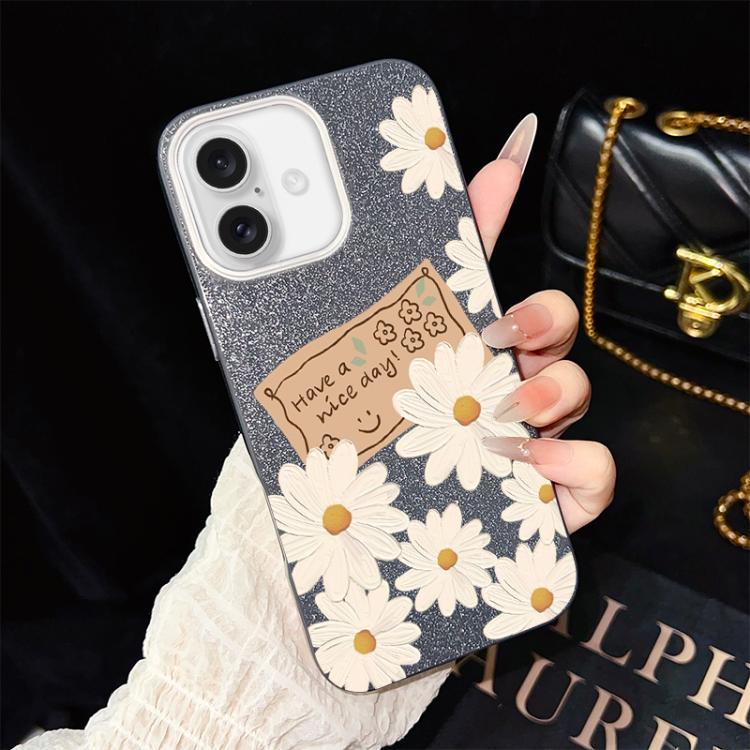 Custodia ibrida in PC e TPU con motivo crisantemo per iPhone