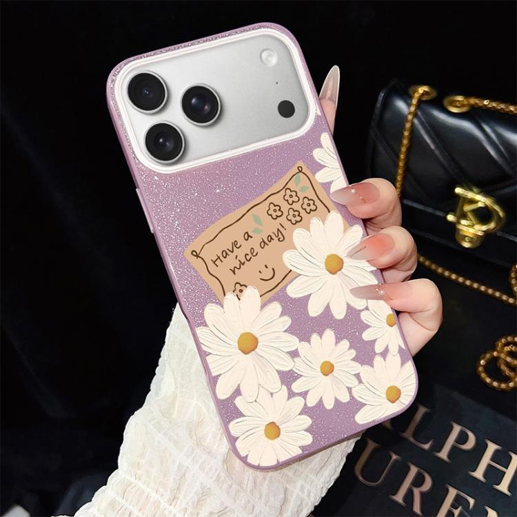 Custodia ibrida PC e TPU con motivo crisantemo per iPhone