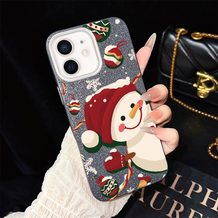 Custodia ibrida PC TPU glitter natalizia per iPhone