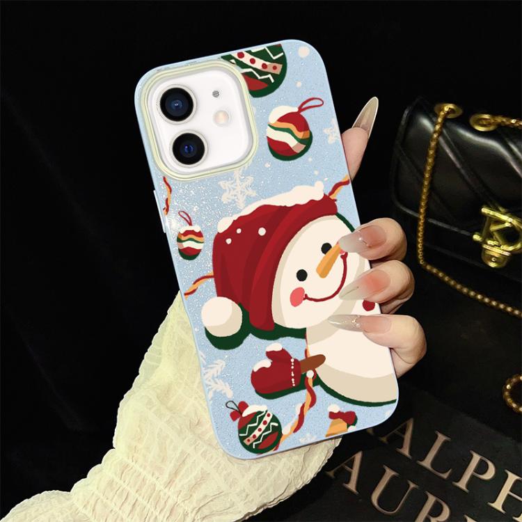 Custodia ibrida PC TPU glitter natalizia per iPhone