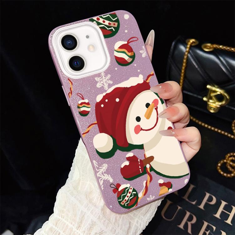 Custodia ibrida PC TPU glitter natalizia per iPhone