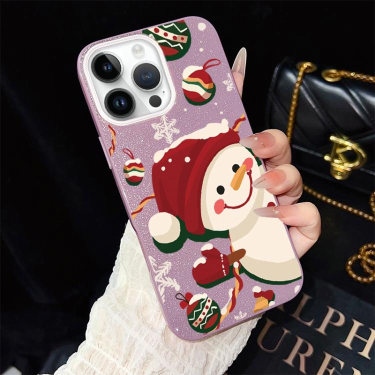 Custodia ibrida PC TPU glitter natalizia per iPhone