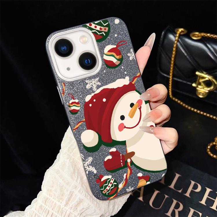 Custodia ibrida PC TPU glitter natalizia per iPhone