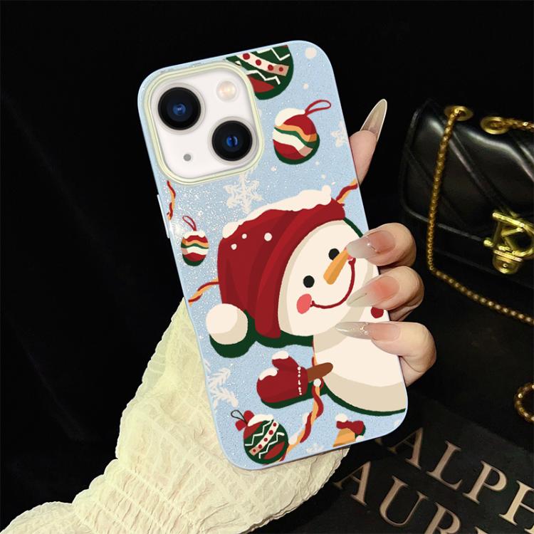 Custodia ibrida PC TPU glitter natalizia per iPhone