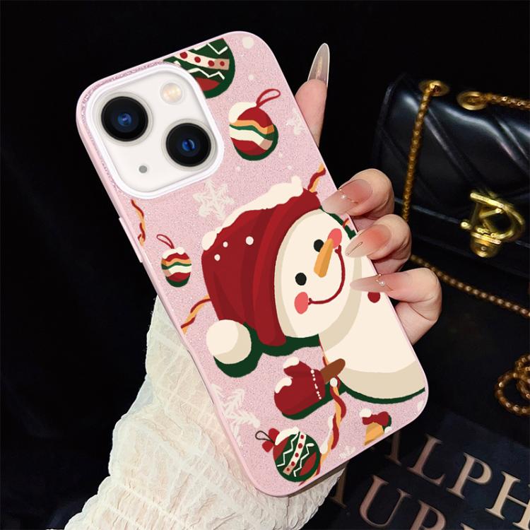 Custodia ibrida PC TPU glitter natalizia per iPhone