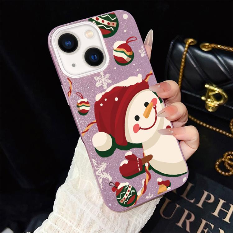 Custodia ibrida PC TPU glitter natalizia per iPhone