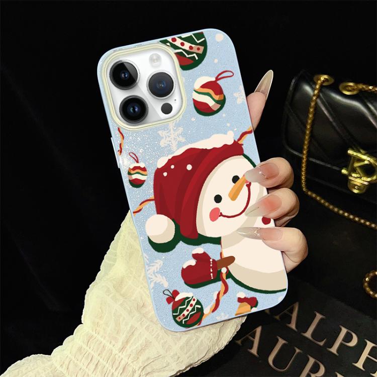 Custodia ibrida PC TPU glitter natalizia per iPhone
