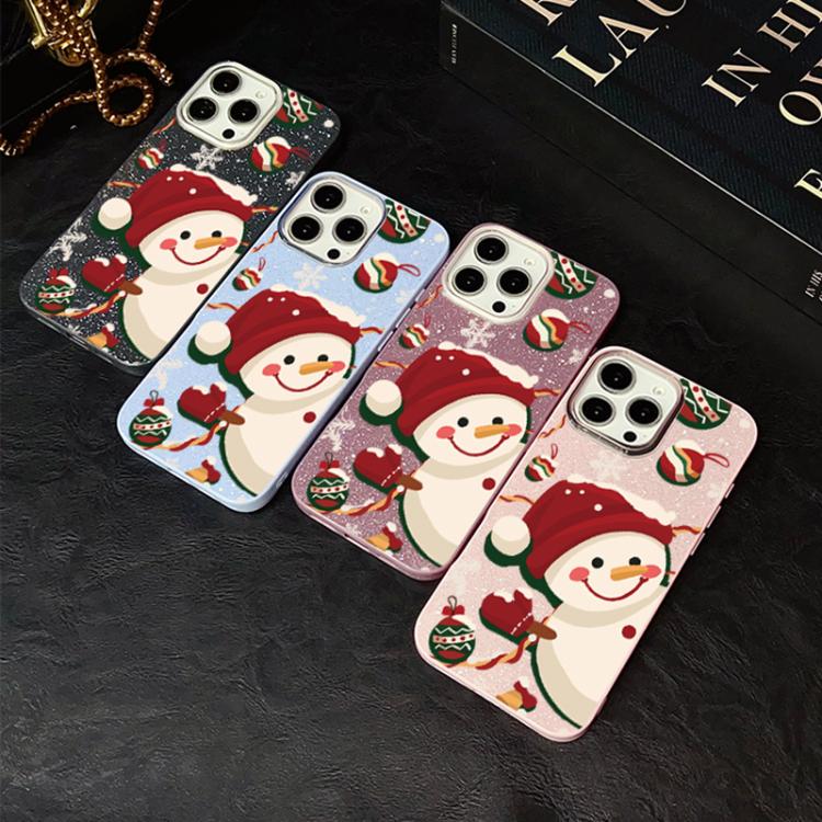 Custodia ibrida PC TPU glitter natalizia per iPhone