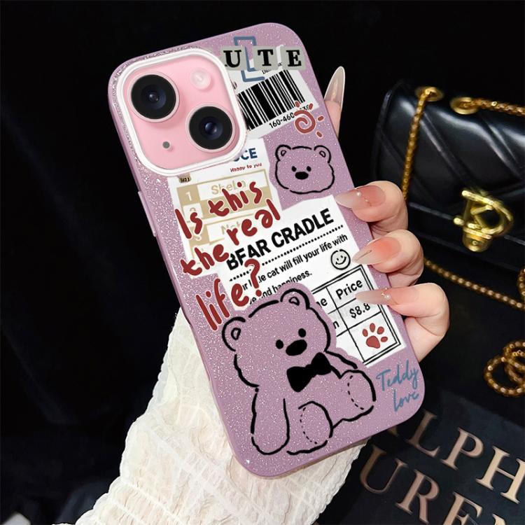 Custodia ibrida PC TPU con orsetto per iPhone 15