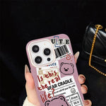 Custodia ibrida PC TPU con motivo orsetto per iPhone