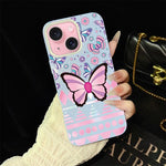 Custodia ibrida PC TPU glitter farfalle rosa per iPhone