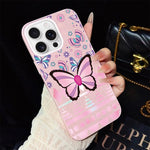 Custodia ibrida PC TPU glitter farfalle rosa per iPhone
