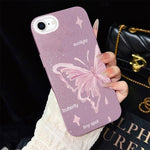 Custodia ibrida PC TPU con stelle rosa e farfalle per iPhone