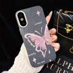 Custodia ibrida PC TPU con stelle rosa e farfalle per iPhone