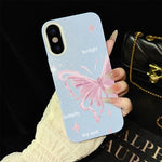 Custodia ibrida PC TPU con stelle rosa e farfalle per iPhone