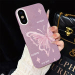 Custodia ibrida PC TPU con stelle rosa e farfalle per iPhone