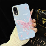 Custodia ibrida PC TPU con stelle rosa e farfalle per iPhone