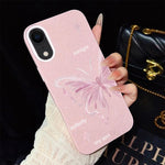 Custodia ibrida PC TPU con stelle rosa e farfalle per iPhone