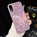 Custodia ibrida PC TPU con stelle rosa e farfalle per iPhone