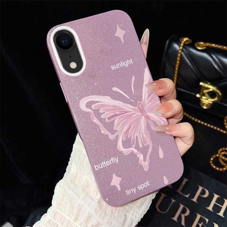 Custodia ibrida PC TPU con stelle rosa e farfalle per iPhone
