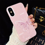 Custodia ibrida PC TPU con stelle rosa e farfalle per iPhone