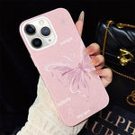 Custodia ibrida PC TPU con stelle rosa e farfalle per iPhone