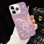 Custodia ibrida PC TPU con stelle rosa e farfalle per iPhone