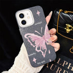 Custodia ibrida PC TPU stelle rosa e farfalle per iPhone
