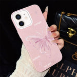 Custodia ibrida PC TPU stelle rosa e farfalle per iPhone