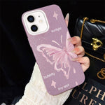 Custodia ibrida PC TPU stelle rosa e farfalle per iPhone
