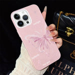 Custodia ibrida PC TPU stelle rosa e farfalle per iPhone