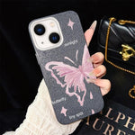 Custodia ibrida PC TPU stelle rosa e farfalle per iPhone