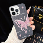 Custodia ibrida PC TPU stelle rosa e farfalle per iPhone