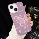 Custodia ibrida PC TPU con stelle rosa e farfalle per iPhone