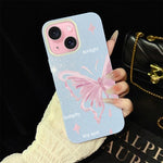 Custodia ibrida PC TPU con stelle rosa e farfalle per iPhone
