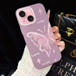 Custodia ibrida PC TPU con stelle rosa e farfalle per iPhone
