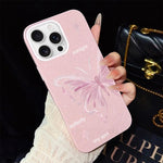 Custodia ibrida PC TPU con stelle rosa e farfalle per iPhone