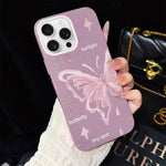 Custodia ibrida PC TPU con stelle rosa e farfalle per iPhone