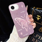 Custodia ibrida PC TPU con stelle rosa e farfalle per iPhone
