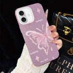 Custodia ibrida PC TPU con stelle rosa e farfalle per iPhone