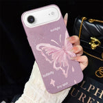Custodia ibrida PC TPU con stelle rosa e farfalle per iPhone