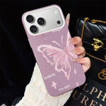 Custodia ibrida PC TPU con stelle rosa e farfalle per iPhone