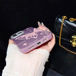 Custodia ibrida PC TPU con stelle rosa e farfalle per iPhone