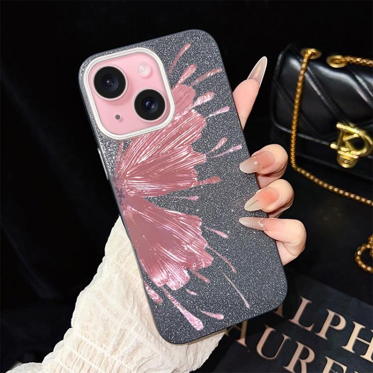 Custodia ibrida PC e TPU con motivo farfalla per iPhone 16 Pro