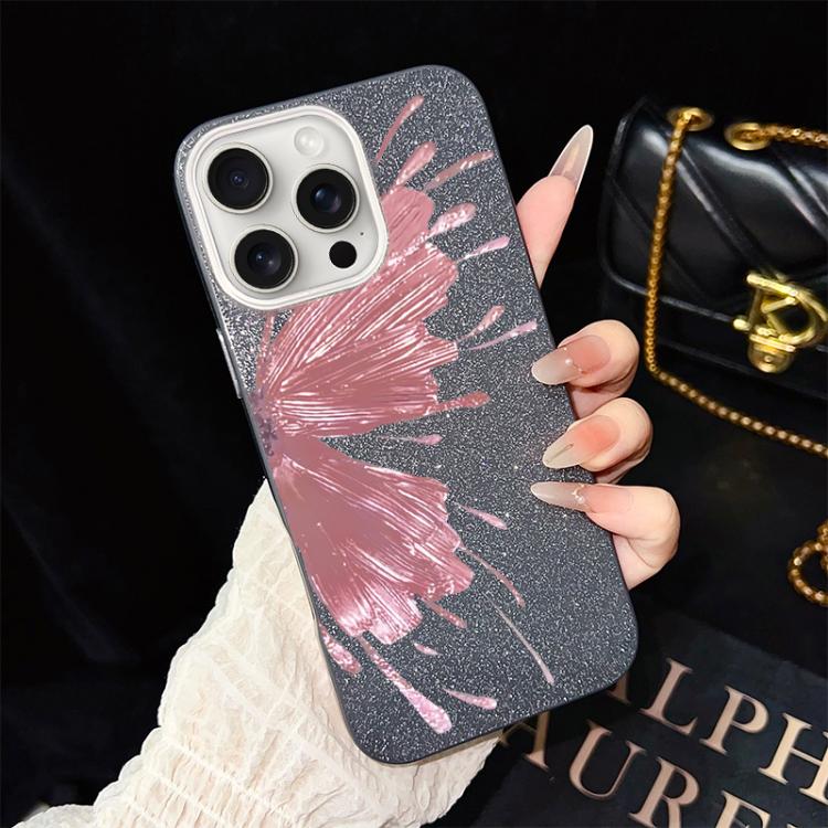 Custodia ibrida PC e TPU con motivo farfalla per iPhone 16 Pro
