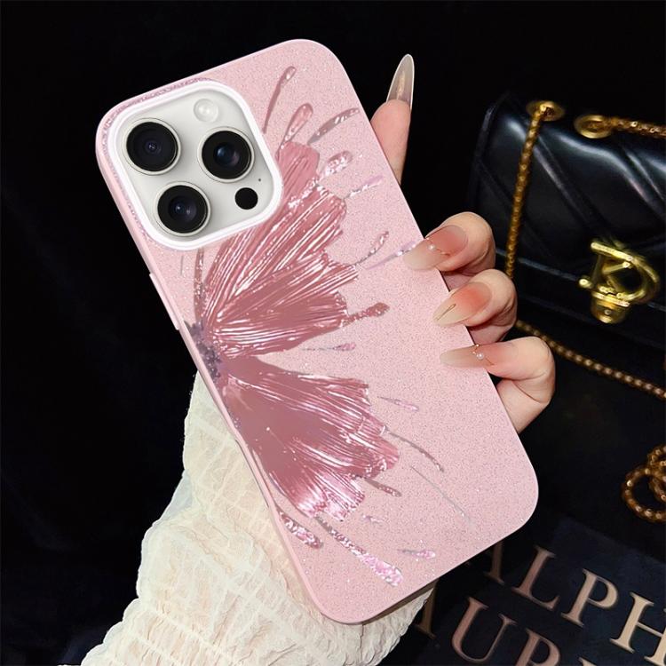 Custodia ibrida PC e TPU con motivo farfalla per iPhone 16 Pro