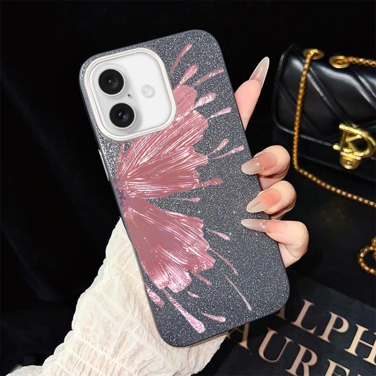 Custodia ibrida PC e TPU con motivo farfalla per iPhone 16 Pro